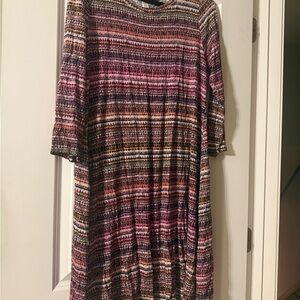 Spense Knit midlength dress with Pink and Brown Accents